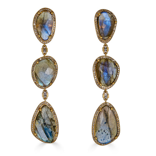 Diamond Baguettes Color Stones Earring