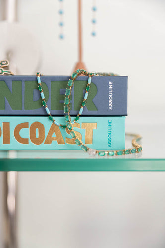 Emerald Diamond Center Tennis Necklace