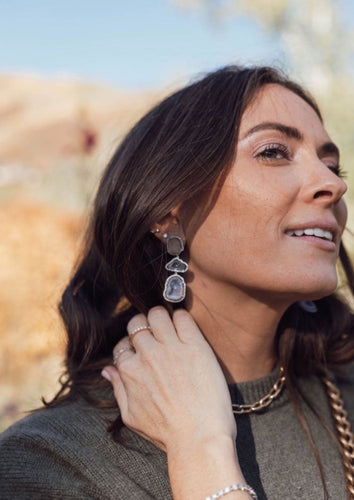 Three Drop Geode Earrings