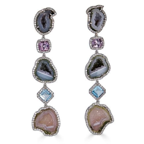 Navy and Blush Geode Earrings