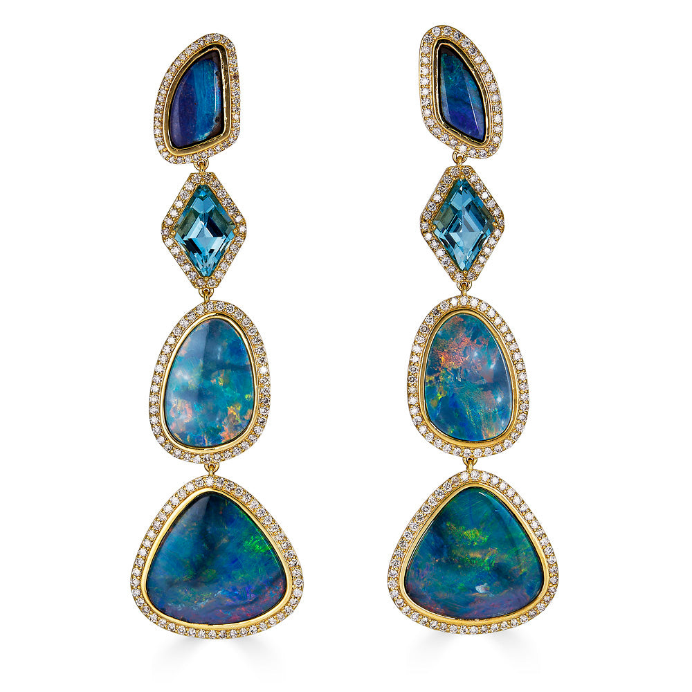 Four Drop Australian Opal Earring