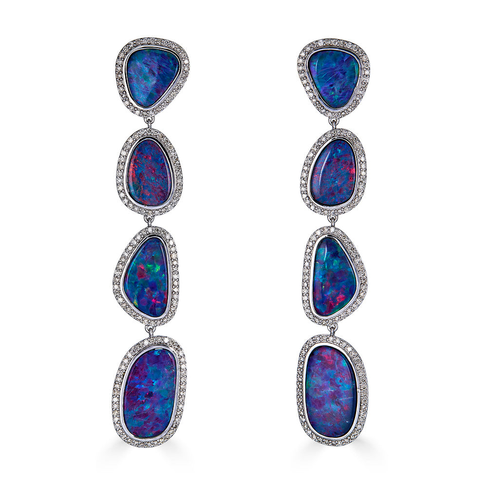 Pave Diamond Australian Opal Earring