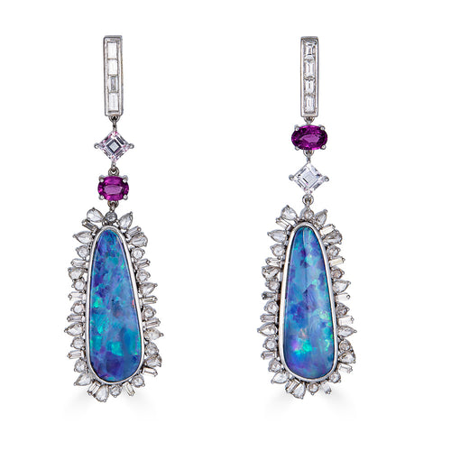 Rosecut Diamond Australian Opal Earring