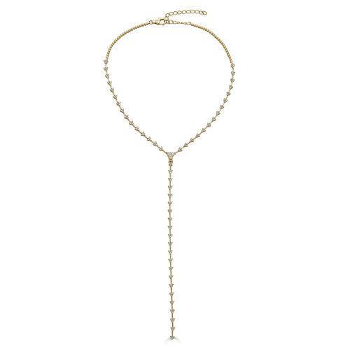 Yellow Gold Pave Diamond Lariat Necklace