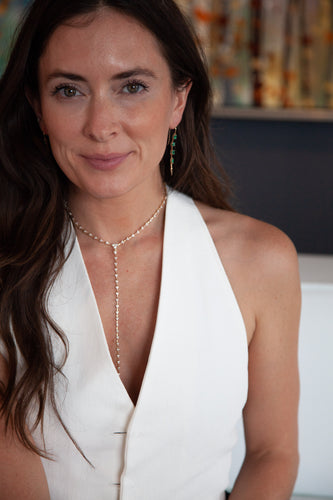 Yellow Gold Pave Diamond Lariat Necklace