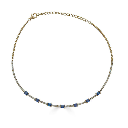 7 Emerald Cut Sapphire Necklace