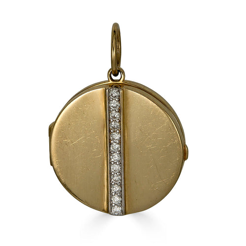 Diamond Center Gold Circle Locket