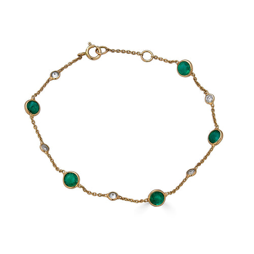 Emerald Bezel Diamond Bracelet