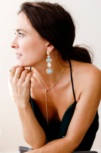 Five Drop Large Peruvian Opal Earrings