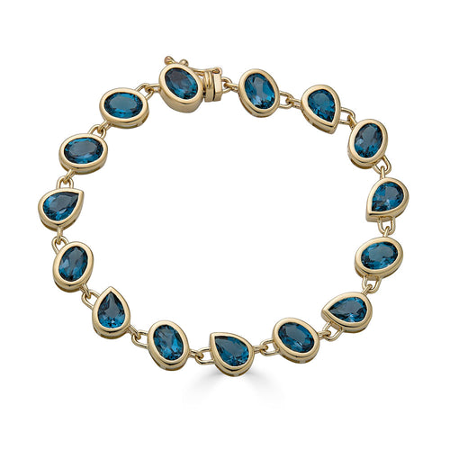 Multi Shaped London Blue Topaz Tennis Bracelet