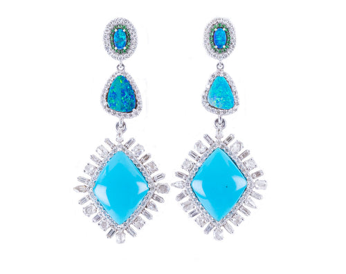 Turquoise Diamond Drop Earring