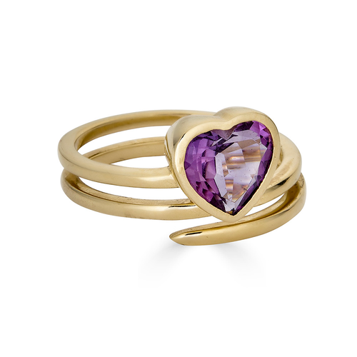 Heart Amethyst Wrap Ring