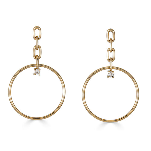 Circle Drop Gold Earrings