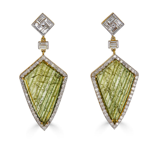 Green Shield Shaped Drop Earring