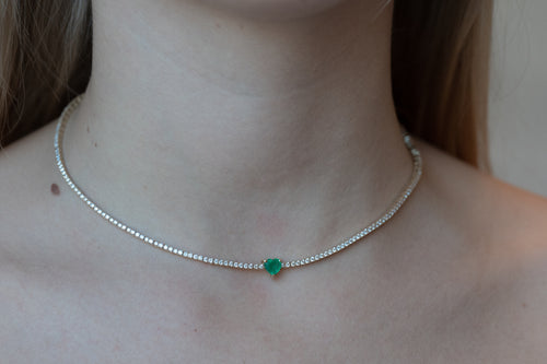 Emerald Heart Stone Necklace
