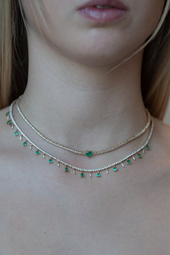 Emerald Heart Stone Necklace