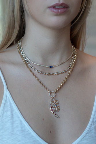 Blue Sapphire Diamond Tennis Necklace