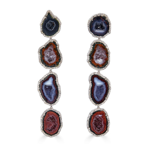 Four Drop Geode Earring