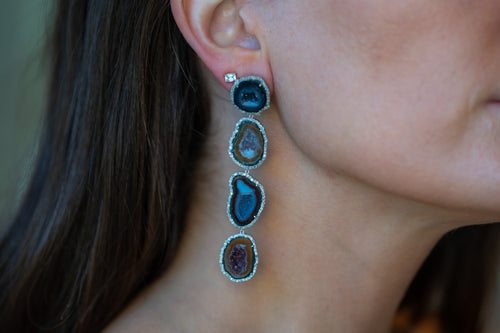 Four Drop Geode Earring