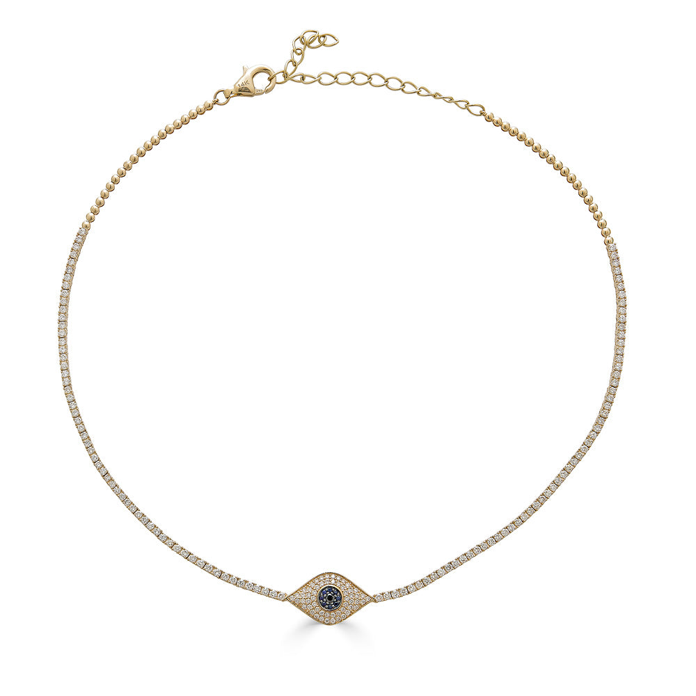 Large Eye Pave Diamond Pendant Necklace