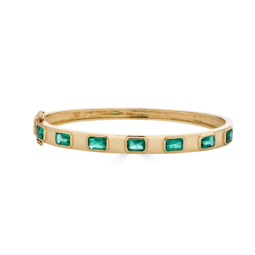 Emerald Wide Gold Bangle
