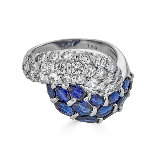Blue Sapphire Yin/Yang Ring