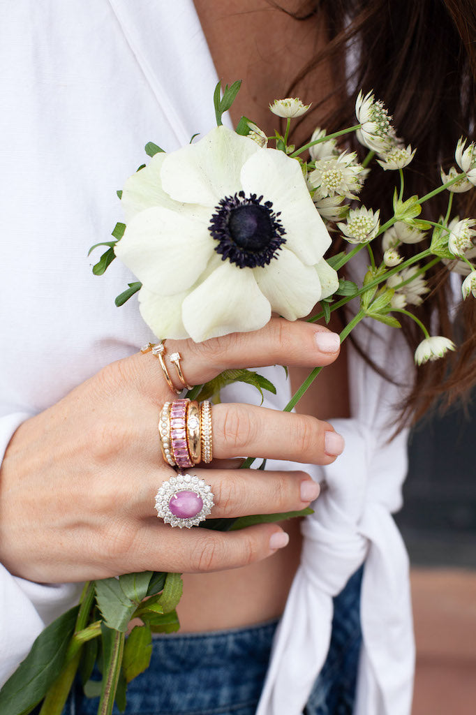 Pink Sapphire Emerald Cut Ring