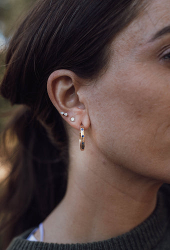 Sapphire Stone Gold Hoop Earring