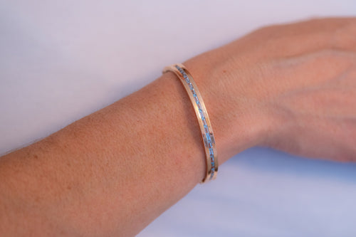 Channel Set Aquamarine Rose Gold Bangle