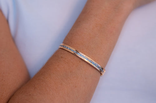 Channel Set Aquamarine Rose Gold Bangle