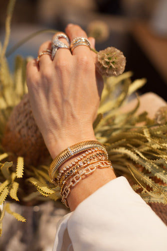 Ridged Pave Diamond Bangle