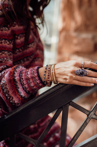 Ridged Pave Diamond Bangle