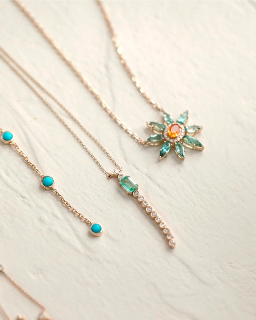 Emerald Pendant Drop Necklace