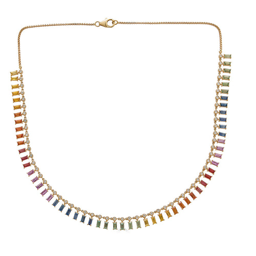 Multi Sapphire Baguette Necklace