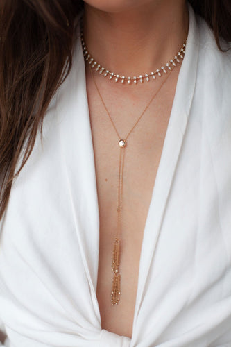 Gold and Diamond Tassel Necklace