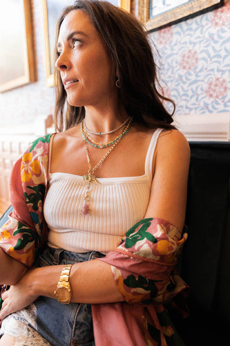 Pink Cabochon Beetle Pendant