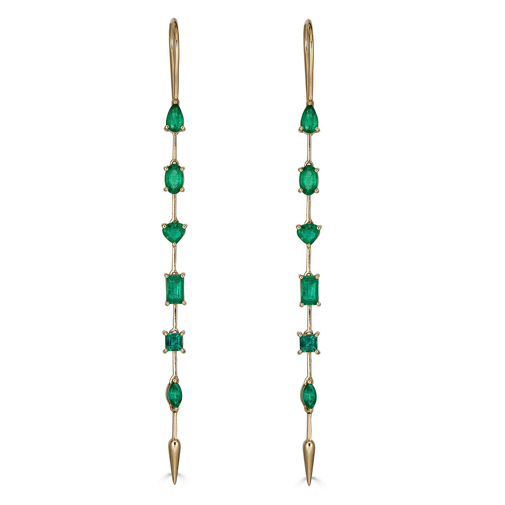 Multi Shaped Emerald Drop Earrings