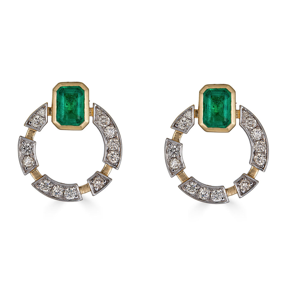 Bezel Emerald Earrings