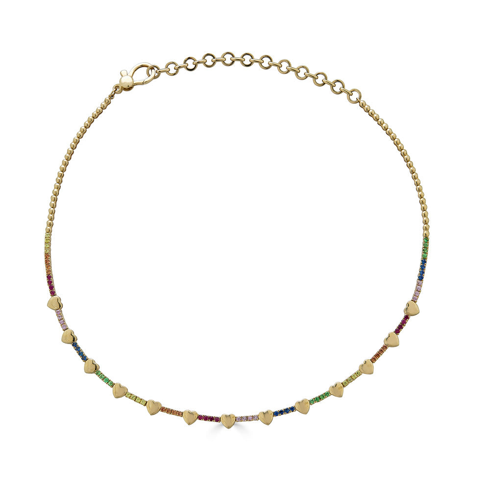 Multi Colored Sapphire Tennis Necklace