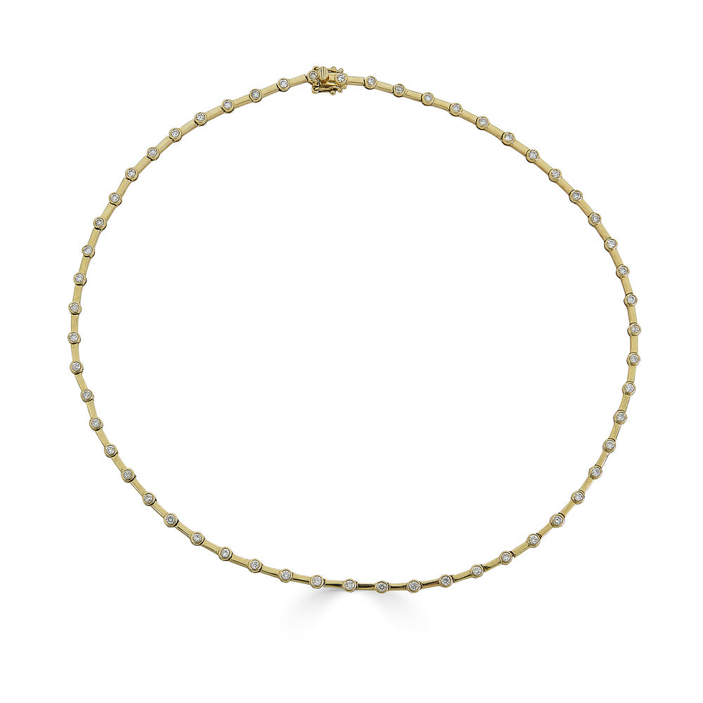 Gold Bar Tennis Necklace