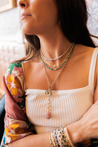 Three Flowers Pave Necklace