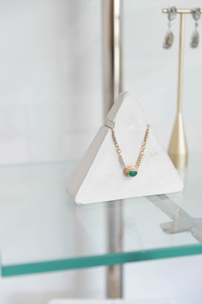 Oval Shaped Emerald Necklace