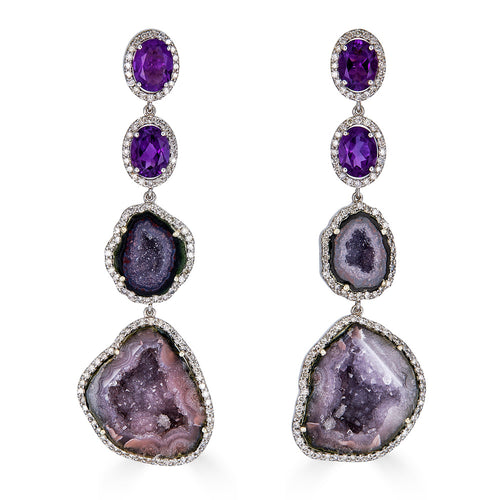 Amethyst and Geode Earrings