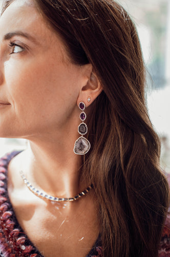 Amethyst and Geode Earrings