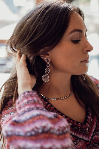 Amethyst and Geode Earrings