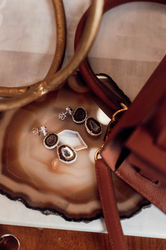 Geode Pink Tourmaline Post Earrings