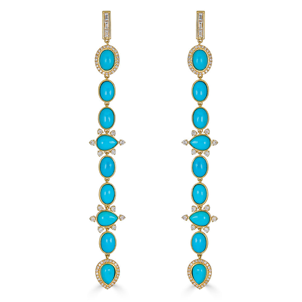 9 Oval Pear Shape Turquoise Earrings