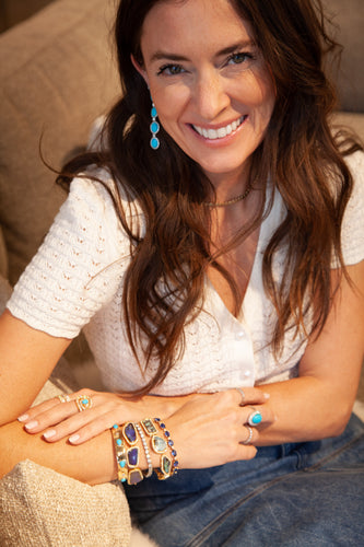 Sleep Beauty Turquoise Four Oval Drop Earrings