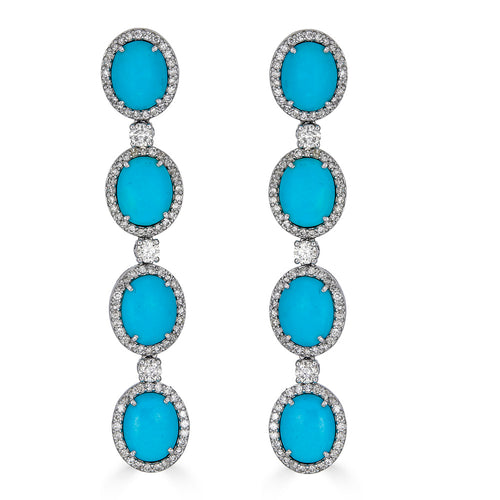 Sleep Beauty Turquoise Four Oval Drop Earrings
