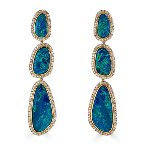 Three Drop Pave Diamond Australian Earring